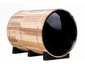 Cedar Retreat Panorama four-person barrel sauna exterior