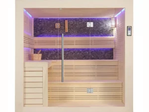 Aurora Stone indoor sauna in Black Stone finish
