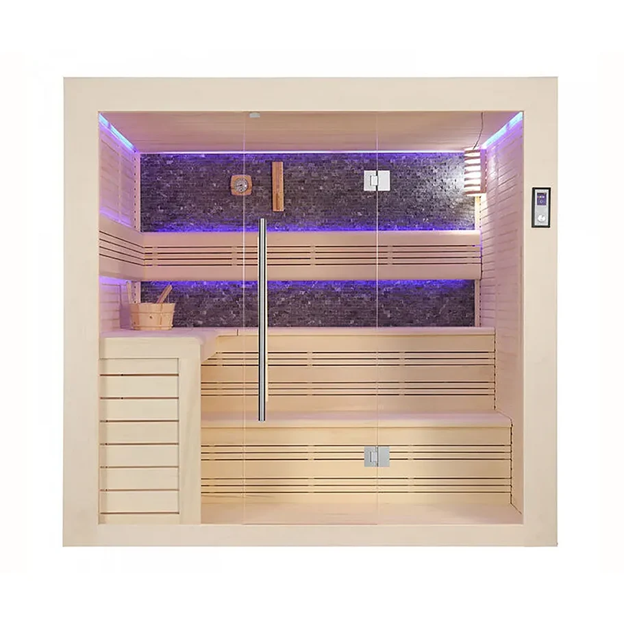 Aurora Stone indoor sauna in Black Stone finish