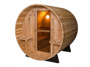 The Cedar Retreat 6 Person Outdoor Barrel Sauna exterior