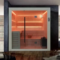 Aurora Stone indoor sauna in White Stone finish