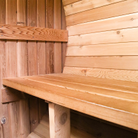 Rowan 4 sauna interior and wooden benches