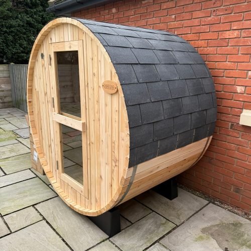 Rowan 4 barrel sauna installed outdoors