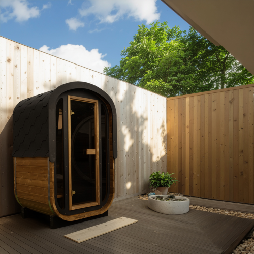 lifestyle woodchop 2 person sauna corner view